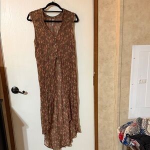 FREE PEOPLE Sleeveless Brown Floral Maxi Dress/Duster
